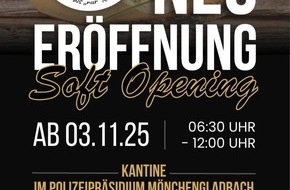 Polizei Mönchengladbach: POL-MG: "Mehr als nur Kantine" - Neueröffnung im Polizeipräsidium Mönchengladbach