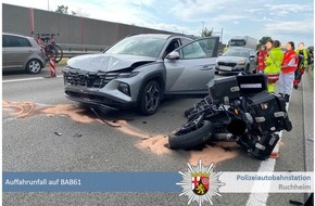 Polizeidirektion Neustadt/Weinstraße: POL-PDNW: Polizeiautobahnstation Ruchheim - Drei Leichtverletzte durch Auffahrunfall auf BAB61