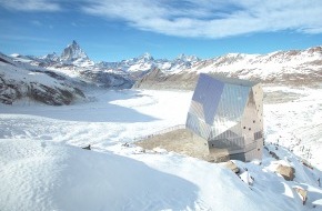 Schweizer Alpen-Club SAC / Club Alpin Suisse CAS: L'ETH de Zurich et le Club Alpin Suisse CAS présentent la "cabane de l'avenir" - Nouvelle Cabane du Mont Rose: Pose de la première pierre
