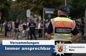 Polizeipräsidium Mainz: POL-PPMZ: Mainz, Versammlungen in  Mainzer Innenstadt verlaufen störungsfrei