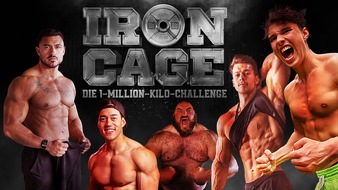 BILD: IRON CAGE - Die 1-Million-Kilo-Challenge live bei BILD.de / Neues Fitness-Format startet am 11. M&auml;rz 2026 / Vier Kraft-Stars. Ein K&auml;fig. Eine Million Kilo. 72 Stunden live.