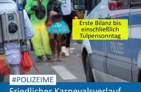 Polizei Mettmann: POL-ME: Vorläufige Karnevalsbilanz der Polizei bis einschließlich Tulpensonntag - 2503002