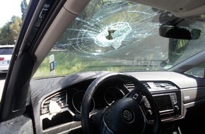 Polizeidirektion Ludwigshafen: POL-PDLU: (Schifferstadt) Fußgänger wirft Glasflasche auf Auto - Autofahrer wird verletzt