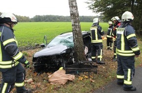 Kreisfeuerwehr Rotenburg (Wümme): FW-ROW: Schwerer Verkehrsunfall auf der K119 - Fahrer schwer verletzt