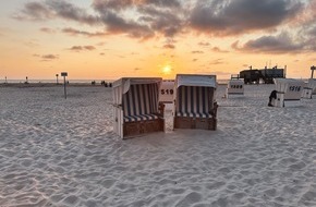 Tourismus-Zentrale St. Peter-Ording: Strandkörbe in St. Peter-Ording ab sofort wieder online  buchbar – mit Platzwahl wie im Kino