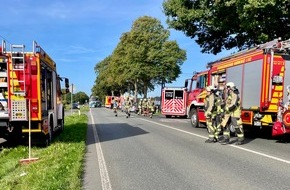Freiwillige Feuerwehr Hünxe: FW Hünxe: Verkehrsunfall mit drei schwerverletzten Personen, B 58 zeitweise voll gesperrt