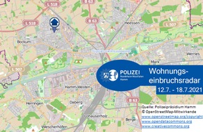 Polizeipräsidium Hamm: POL-HAM: Wohnungseinbruchsradar Hamm für die Woche 12.07.2021 bis 18.07.2021