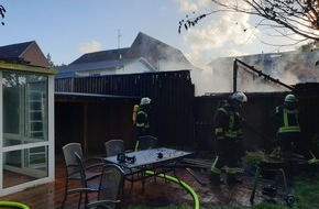 Kreisfeuerwehrverband Rendsburg-Eckernförde: FW-RD: Schuppenbrand in Ortsmitte von Hohenwestedt (Schleswig-Holstein, Kreis Rendsburg-Eckernförde)