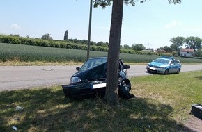 Polizeidirektion Landau: POL-PDLD: 04.06.2018, 13.30 Uhr
Alleine gegen einen Baum gefahren