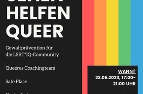 PD Main-Taunus - Polizeipräsidium Westhessen: POL-MTK: Gewaltpräventionsseminar für queere Menschen