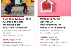Sparkasse KölnBonn: Orange Days 2025: Sparkasse KölnBonn erhöht Spende für Frauen in Not