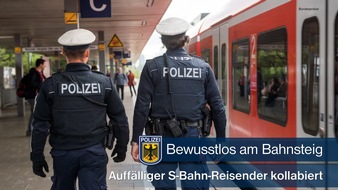 Bundespolizeidirektion München: Bundespolizeidirektion München: Auffälliger Reisender kollabiert - 
55-Jähriger verliert Bewusstsein am Bahnsteig