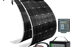 PEARL GmbH: revolt Solaranlagen-Set: MPPT-Laderegler, 100 Watt-Solarmodule und LiFePo4-Akku: Mit diesen Komplett-Sets ist man unabhängig vom Stromnetz