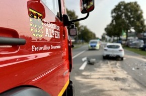 Freiwillige Feuerwehr Alpen: FW Alpen: Zwei verletzte Personen nach Verkehrsunfall
