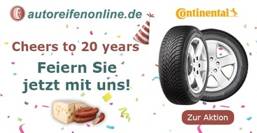 Delticom AG: "Cheers to 20 years" Autoreifenonline.de wird 20 - und feiert online mit seinen Kunden