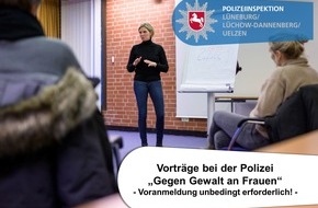 Polizeiinspektion L&uuml;neburg/L&uuml;chow-Dannenberg/Uelzen: POL-LG: ++ "Wie sch&uuml;tzen sich Frauen?" -> Vortr&auml;ge bei der Polizei "Gegen Gewalt an Frauen" in L&uuml;neburg ++ begrenzte Teilnehmerinnenzahl - Voranmeldungen erforderlich! ++