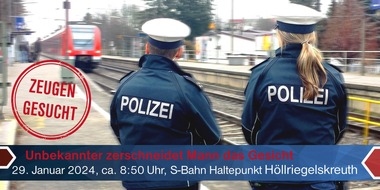 Bundespolizeidirektion München: Bundespolizeidirektion München: Zeugenaufruf nach hinterlistigem Angriff / Unbekannter zerschneidet Mann das Gesicht