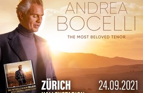 Leutgeb Entertainment Group GmbH: Andrea Bocelli kommt am 24. September 2021 ins Hallenstadion Zürich