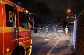 Feuerwehr Düsseldorf: FW-D: Abschlussbilanz - Sturmtief über Düsseldorf sorgte für Dauereinsatz der Feuerwehr bis in die Morgenstunden - insgesamt 320 wetterbedingte Einsätze