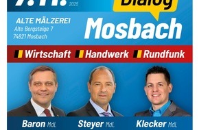 AfD-Fraktion im Landtag von Baden-Württemberg: Einladung zum Bürgerdialog der AfD-Landtagsfraktion in Mosbach