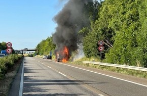 Polizeidirektion Landau: POL-PDLD: A65/LD-Nord - Brennendes Wohnmobil