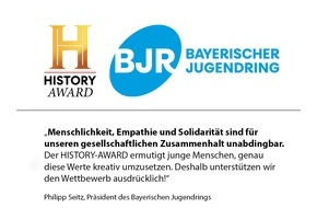 The HISTORY Channel: Bayerischer Jugendring unterst&uuml;tzt HISTORY-AWARD 2026 &ndash; Anmeldungen noch bis 31. Januar m&ouml;glich &ndash; Thema: &bdquo;Sei ein Mensch!&ldquo;