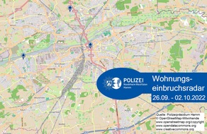 Polizeipräsidium Hamm: POL-HAM: Wohnungseinbruchsradar Hamm für die Woche vom 26. September bis 2. Oktober 2022