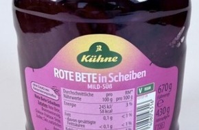 Carl K&uuml;hne KG: Produktr&uuml;ckruf K&uuml;hne Rote Bete Scheiben, 720ml im Glas: Gefahr durch Fremdk&ouml;rper im Produkt