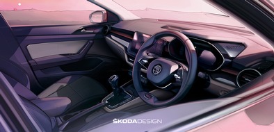Skoda Auto Deutschland GmbH: Interieurskizze gibt Einblick in den ŠKODA SLAVIA