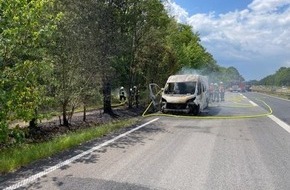 Polizeipräsidium Südosthessen: POL-OF: Wohnmobilbrand auf der Autobahn, Motorradfahrer schwer verunglückt
