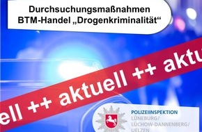 Polizeiinspektion Lüneburg/Lüchow-Dannenberg/Uelzen: POL-LG: ++ Aktuell ++ umfangreiche Durchsuchungsmaßnahmen gegen die "Drogenkriminalität" in der Region ++ Verfahren gegen verschiedene Tatverdächtige wegen des gewerbsmäßigen Handels mit ...