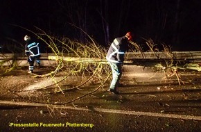 Feuerwehr Plettenberg: FW-PL: Einsatzbilanz der Plettenberger Feuerwehr. Öl- und Verkehrsunfall. Plettenberg blieb von "Sturmtief Thomas" einigermaßen verschont