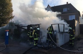 Freiwillige Feuerwehr der Stadt Goch: FF Goch: Zwei Gartenlauben in Flammen