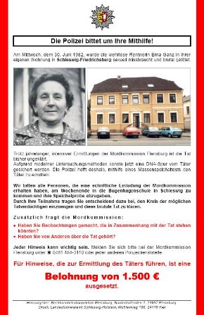 POL-FL: Schleswig - Einladung zum Pressetermin : DNA-Reihenuntersuchung in Schleswig