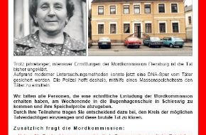 Polizeidirektion Flensburg: POL-FL: Schleswig - Einladung zum Pressetermin : DNA-Reihenuntersuchung in Schleswig