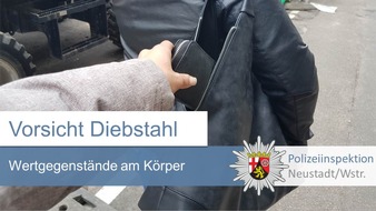 Polizeidirektion Neustadt/Weinstraße: POL-PDNW: Handtasche in Einkaufsmarkt gestohlen