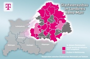 Deutsche Telekom AG: Telekom hält Tempo beim Glasfaserausbau im Rems-Murr-Kreis hoch