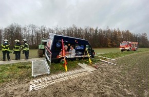 Feuerwehr Wetter (Ruhr): FW-EN: Wetter - Unterstützung Rettungsdienst und Kleinbus kommt von Fahrbahn ab