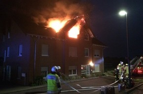 Feuerwehr Stolberg: FW-Stolberg: Zwei Schwerverletze und hoher Sachschaden bei Hausbrand - Feuer SOS
