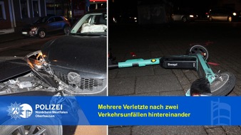 Polizeipräsidium Oberhausen: POL-OB: Mehrere Verletzte nach zwei Verkehrsunfällen hintereinander