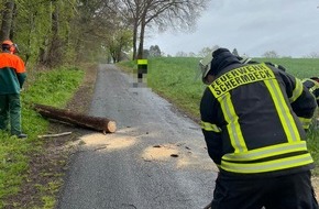 Feuerwehr Schermbeck: FW-Schermbeck: Sturmtief Eugen verursacht den zweiten Einsatz an diesem Tag