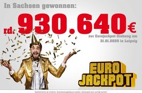 Sächsische Lotto-GmbH: Glückssträhne in Sachsen hält an:  -	Leipziger gewinnt 930.640 Euro mit Eurojackpot