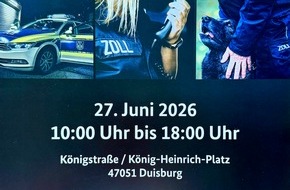 Zollfahndungsamt Essen: ZOLL-E: Veranstaltungstipp: Zoll hautnah erleben - Infomeile, Shows und Mitmachaktionen in Duisburg am 27. Juni 2026