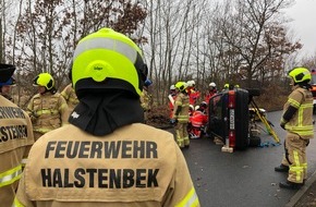 Kreisfeuerwehrverband Pinneberg: FW-PI: Feuerwehr Halstenbek rettet eine Schwerverletzte Person nach Verkehrsunfall