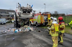 Feuerwehr Ratingen: FW Ratingen: Brand in Müllwagen schnell unter Kontrolle