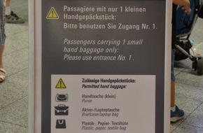 Bundespolizeidirektion Flughafen Frankfurt am Main: BPOLD FRA: Bundespolizei testet "Ein-Handgepäckspur" am Frankfurter Flughafen