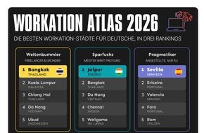 DataPulse GmbH: Workation Atlas 2026: Welche Stadt f&uuml;r welchen Berufstyp und Reisestil?