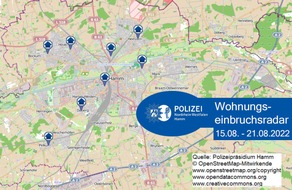 Polizeipräsidium Hamm: POL-HAM: Wohnungseinbruchsradar Hamm für die Woche vom 15. bis 21. August 2022