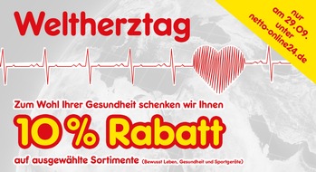 Netto Marken-Discount Stiftung & Co. KG: Herzenssache: Netto Marken-Discount unterstützt Weltherztag mit Gesundheitsrabatt im Online-Shop