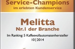 Melitta Europa GmbH & Co. KG: Ausgezeichnet: Melitta® ist zweifacher Branchensieger / Melitta® überzeugt die Konsumenten mit "höchstem Kundenvertrauen" und "bestem Kundenservice" in der Kategorie Kaffeevollautomatenhersteller